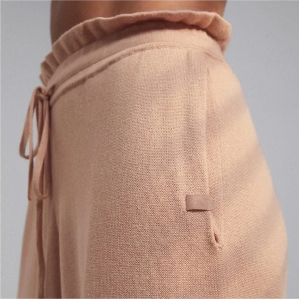 NWOT Lunya Cozy Cotton Silk Nutmeg Neutral Knit Drawstring Wide Leg Pants Size M - Picture 12 of 13